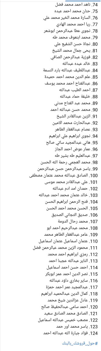 wagdi_salah1's tweet photo. كشف المحالين الصادر من  لجنة تفكيك نظام الثلاثين من يونيو 1989 واسترداد الاموال العامة  بنك السودان (بينهم ابن عوض الجاز):

#حول_قروشك_بالبنك https://t.co/8kFhySTFDN