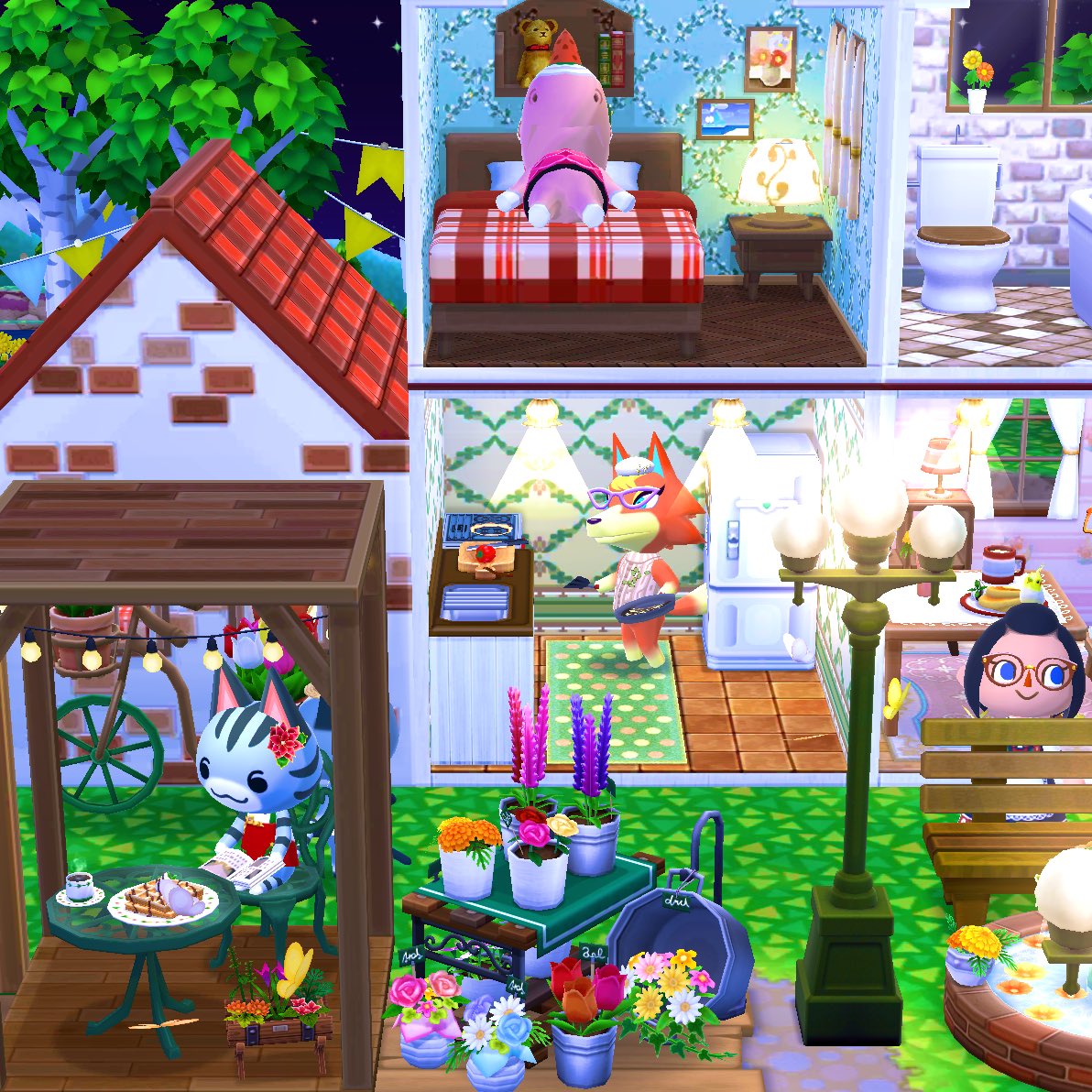 YumiACNH's tweet photo. Guys I love #ACNH but look what @Pocket_Camp has. Items which make a little house with individual rooms that stack! The details! The cuteness! 🏡🌿 #ACPCgallery #AnimalCrossingDesign #AnimalCrossing https://t.co/0myAzDXQdz