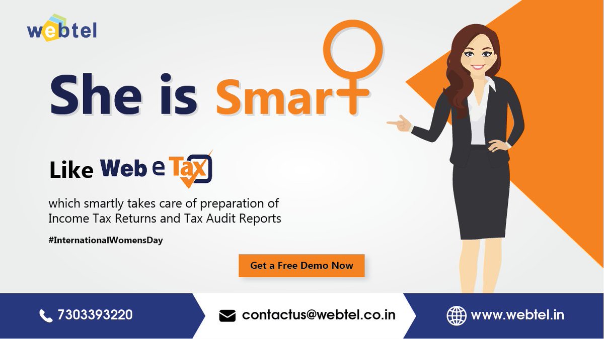 webteldotin's tweet photo. Become Smart like her by paying your tax smartly. 😃
Get a smart solution to file your taxes.

👉 To know more visit >> https://t.co/sBmPqIxgWY
.
#InternationalWomensDay #TaxFilingSolution #TaxFilingSoftware #IncomeTax #Webtel https://t.co/YD2rhu8BBT