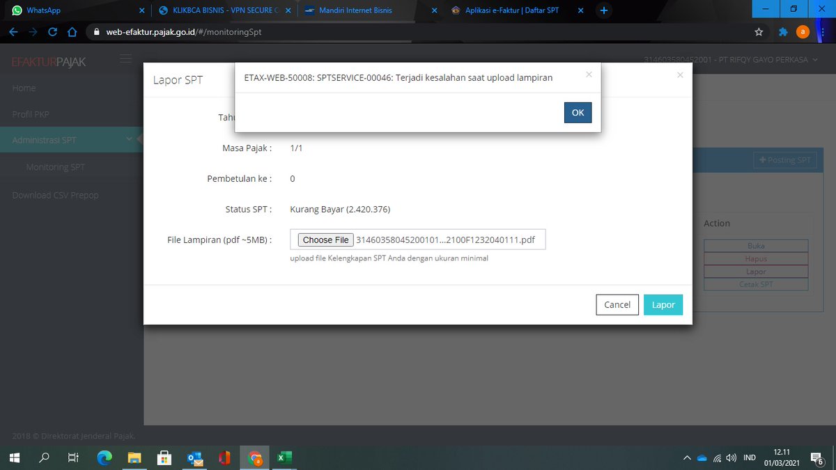 helo <a href="/kring_pajak/">#PajakKitaUntukKita</a> saya mau lapor PPN Masa tapi selalu gagal krena kesalahan lampiran seperti gambar ini, padahal lampirannya sudah sesuai. mohon solusinya