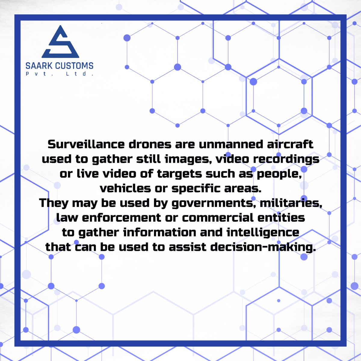 CustomsSaark's tweet photo. Do you know what is Surveillance Drone ?? 🧐🧐
Retweet if you Agree !
#saarkcutoms #business #businessideas #drone #dronetechnology #newtechnology #surveillance #capture #airvehicle #droneengineering #dronemodel #fly #aircraft #startup #startupindia #product #productdesign https://t.co/THHCvkfhFc