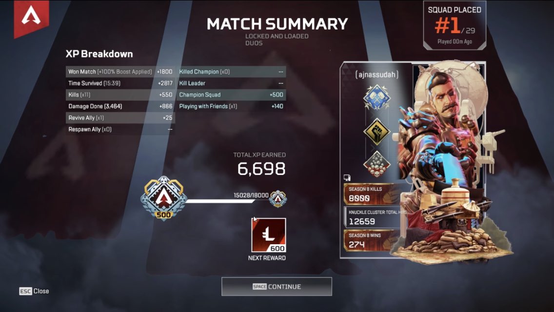 ajnassudah's tweet photo. First Fuse to 8,000 Kills in Apex Legends 😈🖤@PlayApex 

spread this like wild fire ☺️ https://t.co/Pnbs5tE92Q