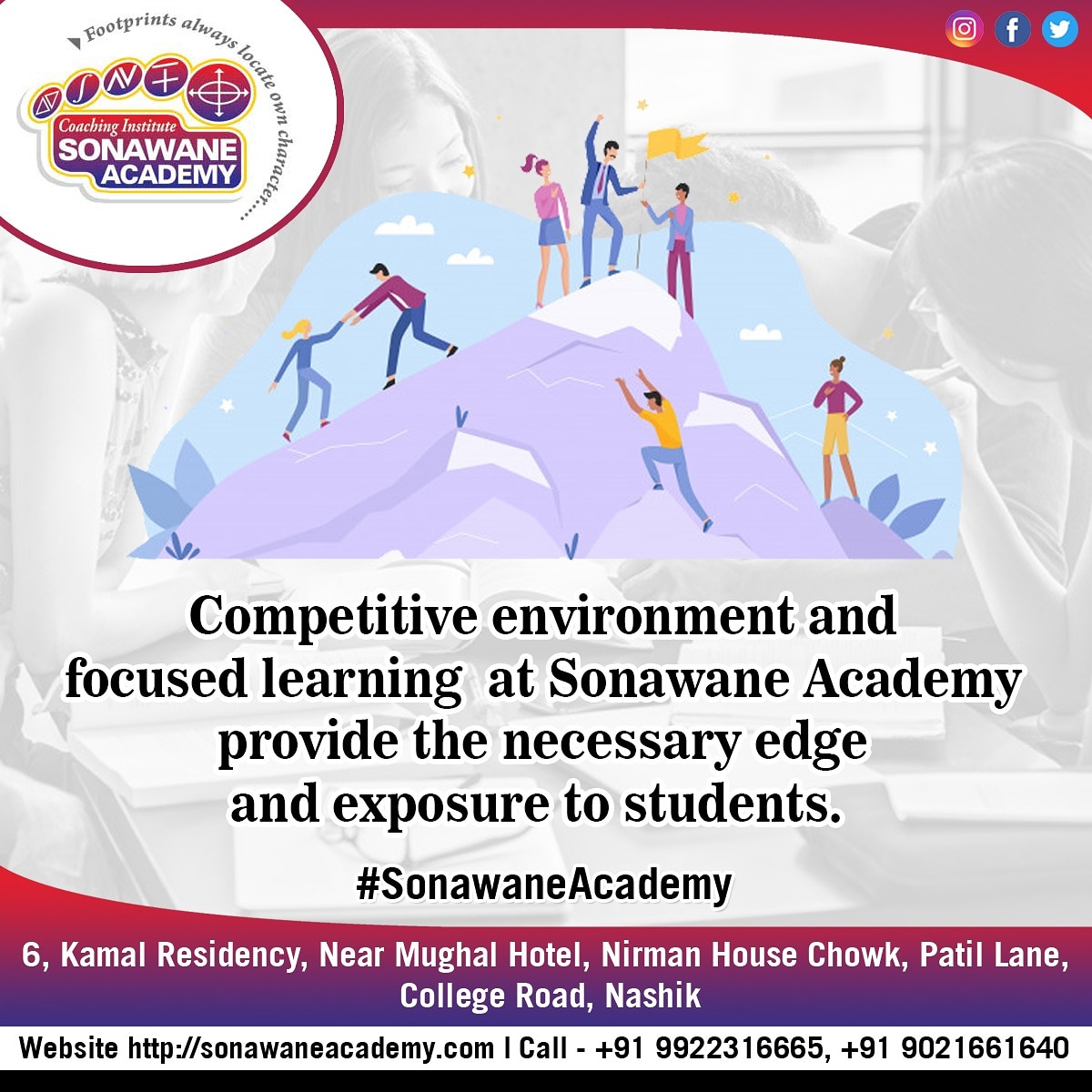 We have legacy of making students ready for future endeavours!

#sonawaneacademy #academy #education #mathsclass #IITJEE #monday #motivation #training #mondaymotivation
