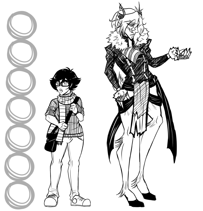 Stephicnesss's tweet photo. To put into perspective for the fun of it, here's #Daemonik's Finnian (the shortest character in the cast) standing next to Belpheghor (the tallest character in the cast). c: https://t.co/21asqBo20v
