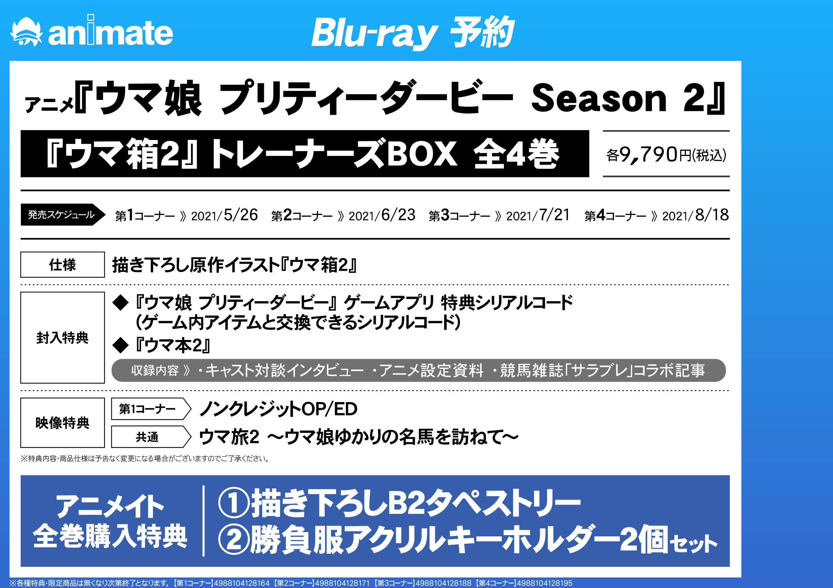 アニメ『うまよん』Blu-ray BOX ウマ娘 未開封品 シリアルコード未使用