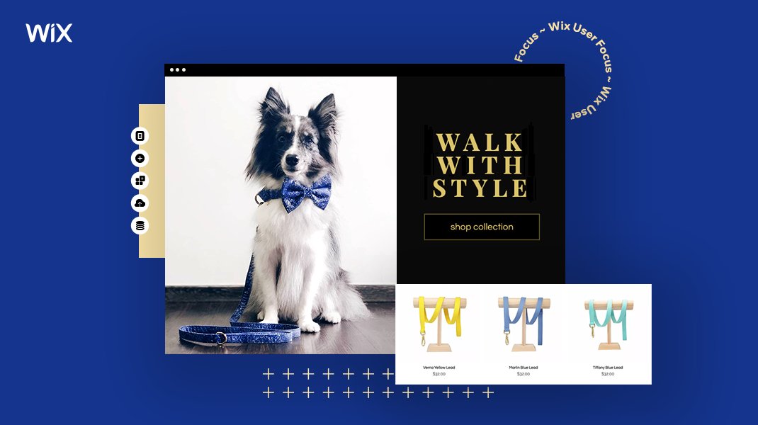 Wix User Focus badge. Screenshot from the Fluff You website, blue background.