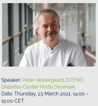 FIDELIO_ITN's tweet photo. Next FIDELIO webinar features Peter Vestergaard from STENO Diabetes Center North Denmark on "Treatment of #diabetic #bone disease – the bone, the sugar or both?" Thursday 23rd March, 1400 CET, OPEN TO ALL please register via https://t.co/EdbbIyez3Q https://t.co/ZviHz4Cvmb