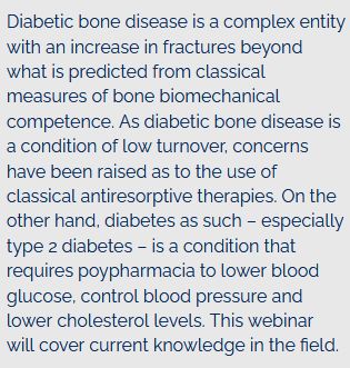 Next FIDELIO webinar features Peter Vestergaard from STENO Diabetes Center North Denmark on "Treatment of #diabetic #bone disease – the bone, the sugar or both?" Thursday 23rd March, 1400 CET, OPEN TO ALL please register via fidelio-project.eu/contact/