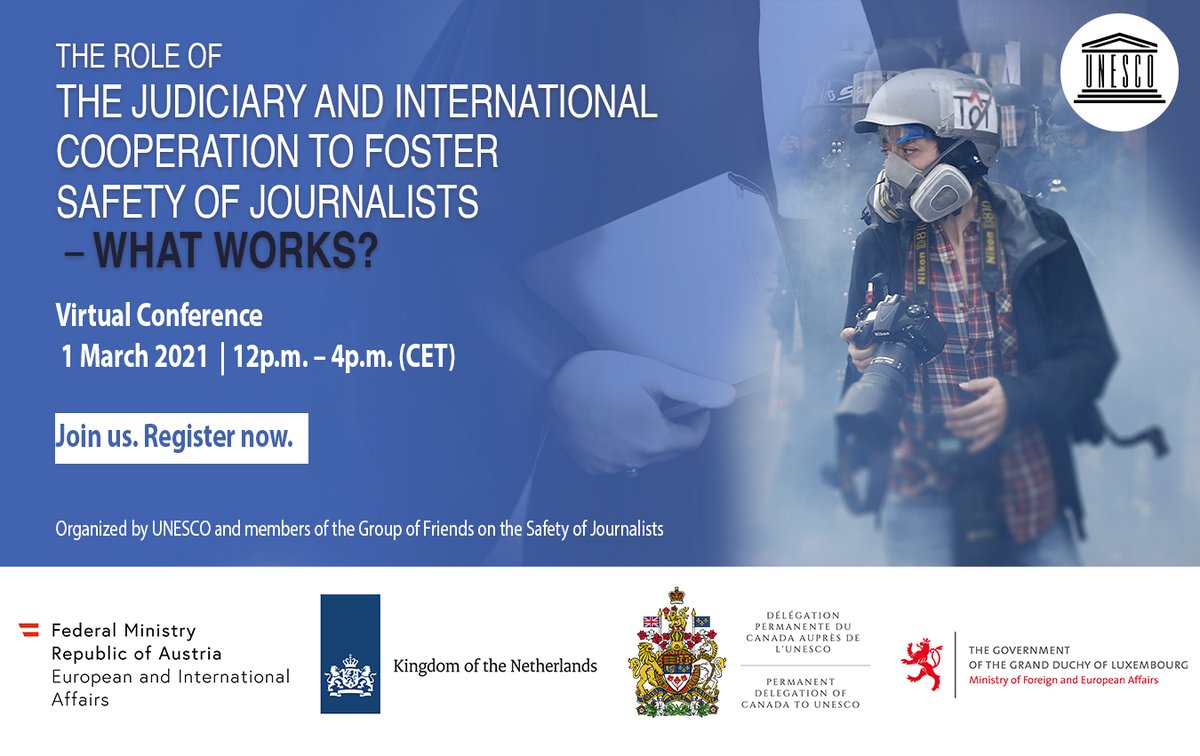 Media Defence (@mediadefence) on Twitter photo LIVE NOW: <a href="/UNESCO/">UNESCO ๐๏ธ #Education #Sciences #Culture ๐บ๐ณ</a>'s virtual conference on "The role of the judiciary and international cooperation to foster safety of journalists โ What works?" starting with a panel on "Responses by national justice systems" #PressFreedom LIVE NOW: <a href="/UNESCO/">UNESCO ๐๏ธ #Education #Sciences #Culture ๐บ๐ณ</a>'s virtual conference on "The role of the judiciary and international cooperation to foster safety of journalists โ What works?" starting with a panel on "Responses by national justice systems" #PressFreedom