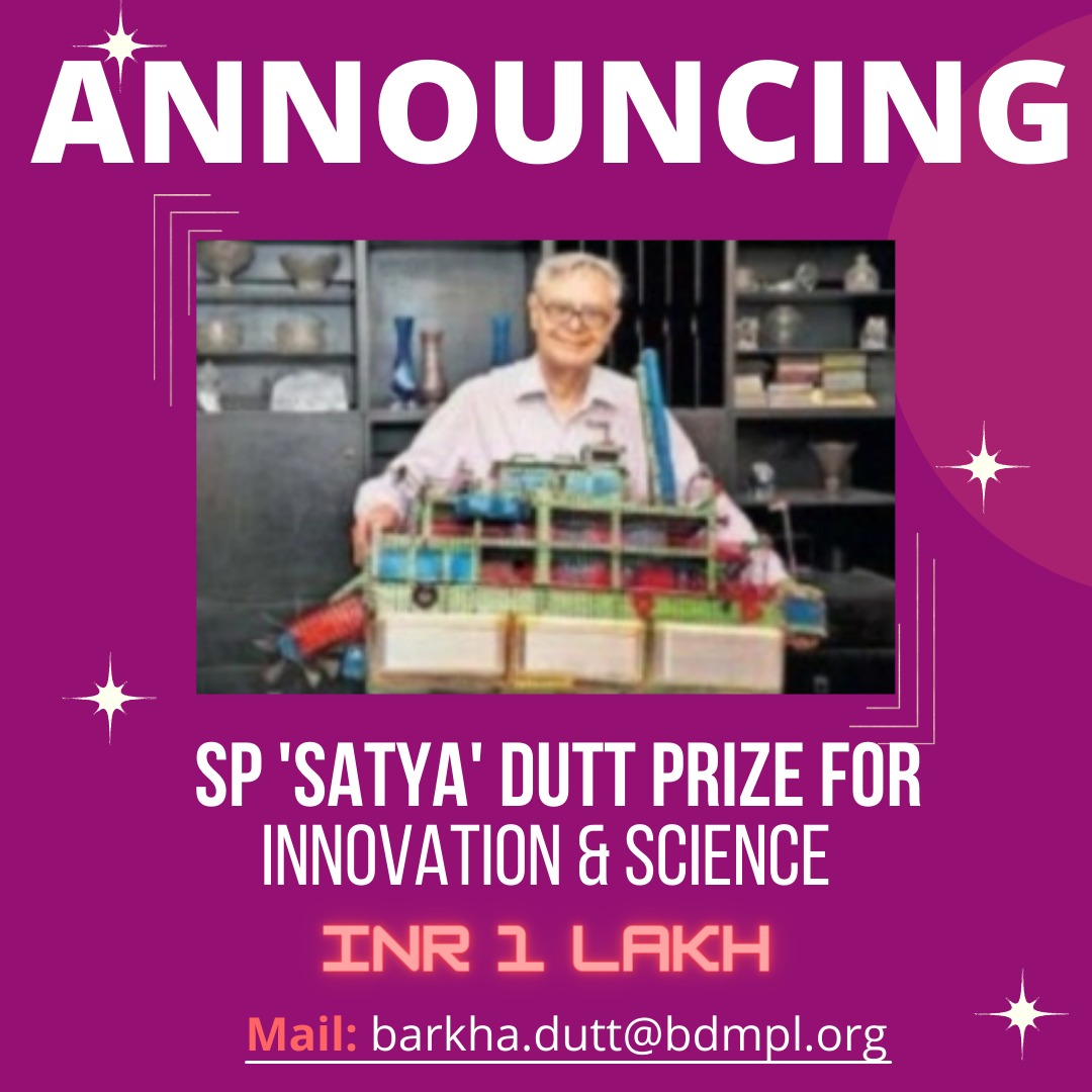 On my mum’s death anniversary, I’d like to announce two Prizes in a tribute to my parents: The Prabha Dutt Prize for Journalism & the Satya (SP Dutt) Prize for Science & Innovation (his first love). Annual awards of 1 Lakh rupees each. More details soon & on email below.