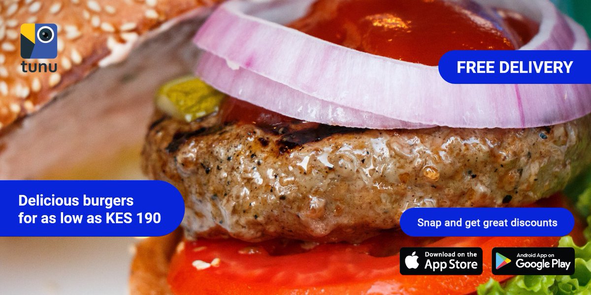 Tunu_254's tweet photo. Craving a burger or two? Every day this week on Tunu, satisfy all your burger cravings at the most affordable prices. Get a double burger, cheese burger, bacon #burger and more for as little as KES 190. Delivery is absolutely free. Open Tunu now and make your order! #BurgerWeek https://t.co/CQCooJ7wlE