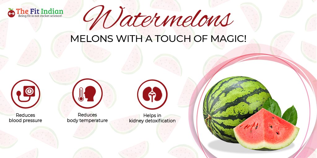 TheFitIndian's tweet photo. Watermelons are more than just a sweet-tasting fruit, it
offers several health benefits. Take a look at these incredible benefits of consuming watermelons.
#thefitindian #watermelon #benefitsofwatermelon #kidneydetoxifier #maintainbloodpressure https://t.co/THFager1ZY