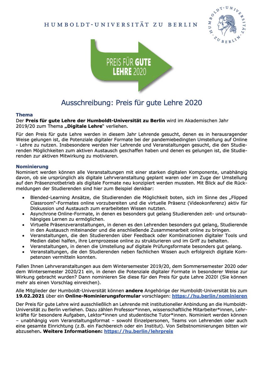 bolognalab_HU's tweet photo. Rekord beim Preis für gute Lehre 2020 der @HumboldtUni: 198 Nominierungen zu #DigitaleLehre für insgesamt 106 Veranstaltungen/Personen. Von #asynchron über #hybrid bis zu #synchron ist alles dabei. Herzlichen Glückwunsch an alle Nominierten, dank an Alle Nominierenden! #PfgL2020 https://t.co/rk8jzRQ0Df