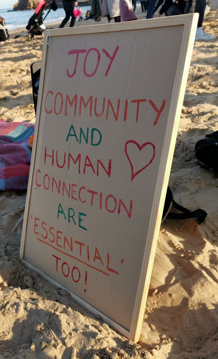 I found myself on a beach yesterday with thousands of other happy, smiling people.

The only danger to anyone was from 3 powerless police officers (the only people with masks on) who were trying to intimidate and harass people as they 'patrolled' the beach.

No shits were given.