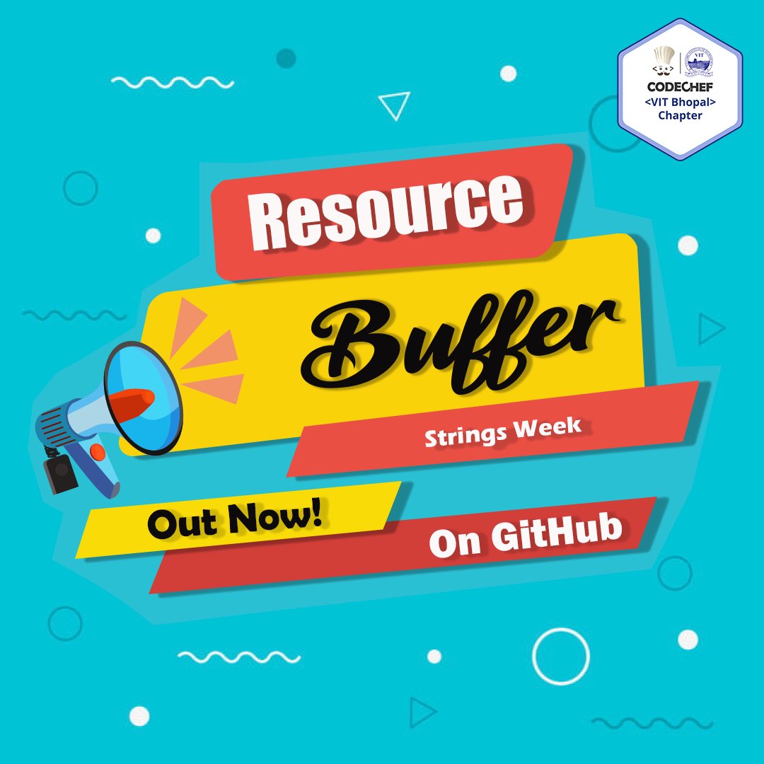 codechefvitb's tweet image. So, we’re out with our 3rd week of resource buffer!!
And this time, we aim to make those intimidating Strings, a cakewalk for you. So, don’t forget to tune in!
Git link: github.com/codechefvitbho…