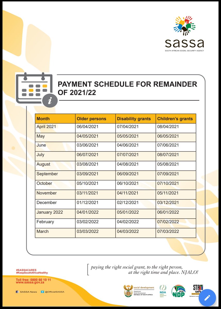Sassa On Twitter Social Grants Payment Schedule For Remainder Of 2021 22 Sassacares The Dsd Nda Rsa Gcismedia Governmentza Postofficesa Https T Co N9b0jeref8