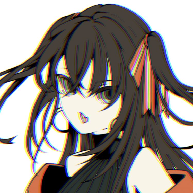 1girl solo chromatic aberration two side up long hair looking at viewer white background  illustration images