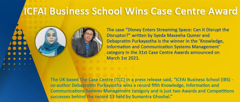 ICFAI Business School Wins Case Centre Award
<a href="/dpurkayastha/">Debapratim Purkayastha</a> <a href="/smaseeha/">Syeda Maseeha Qumer</a>

#CaseAwards2021 #mediaandentertainment #digitalbusinessstrategy #strategicalliances #competitivestrategy #mergersandacquisition #OTT #casemethod #caseteaching

icmrindia.org/casestudies/ca…