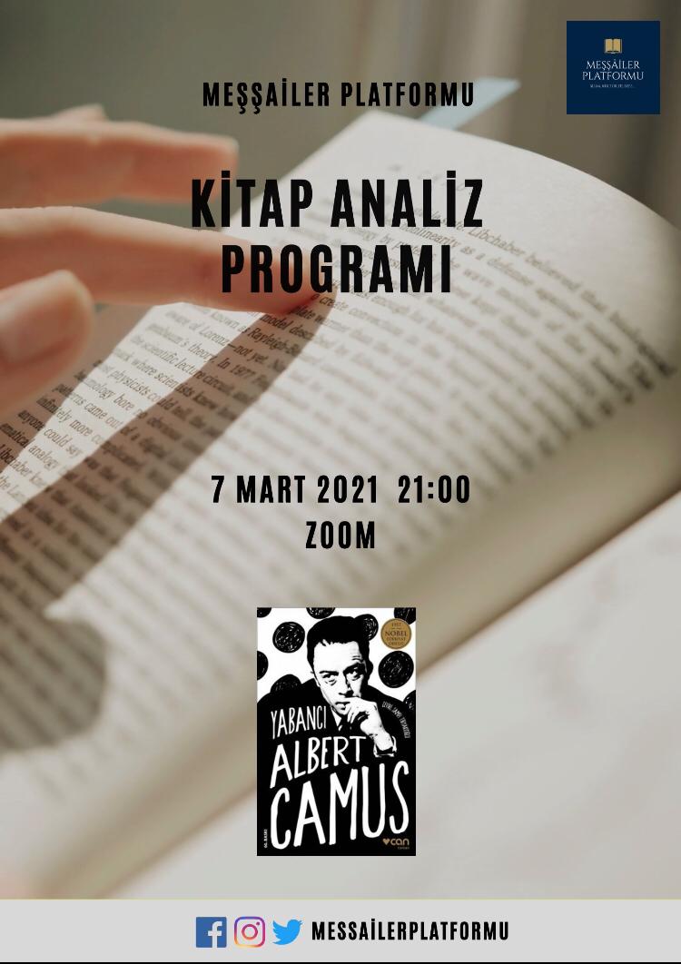 Meşşâiler Platformu (@messaiplatformu) on Twitter photo Bugün tozlu raflarımızdan Albert Camus'un Yabancı kitabını çıkardık. 7 Mart  Pazar günü seni de kitabımızın Analizini yapmak için sabırsızlıkla bekliyoruz...
#meşşailerplatformu
#albertcamus
#Yabancı
#Kitapprogramı Bugün tozlu raflarımızdan Albert Camus'un Yabancı kitabını çıkardık. 7 Mart  Pazar günü seni de kitabımızın Analizini yapmak için sabırsızlıkla bekliyoruz...
#meşşailerplatformu
#albertcamus
#Yabancı
#Kitapprogramı