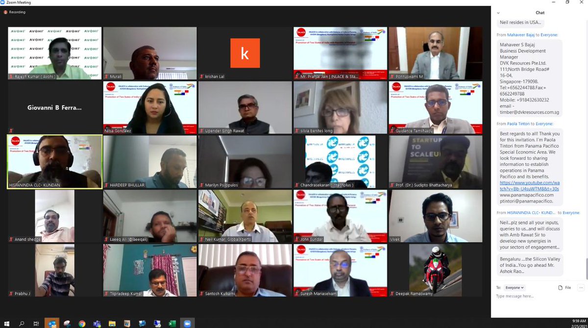 I Was great to participate as Panelist in the interactive Webinar on25/Feb organized by INLACE (also AVOHI's associate partner in Latinamérican región)in collaboration with Embassy of India in Panamá on Doing business with Panama and Latinamerica@IndiainPanama <a href="/avohii/">Avohi</a> <a href="/INLACE_co/">INLACE.co</a>