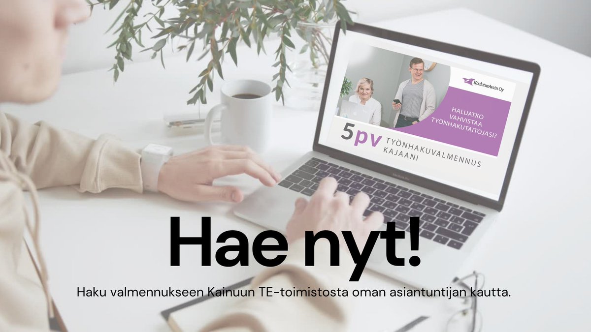 Osaaminen ja sen tunnistaminen on kaikenlaisen työnhaun perusta. Sillä on merkitystä, miten kerrot osaamisestasi rekrytoinnin eri vaiheissa.

Työnhakuvalmennuksia on kerran kuussa. Seuraava valmennus alkaa 22.3! Hae nyt!

#kajaani #kainuu #työnhakuvalmennus #työnhaku #työnhakija