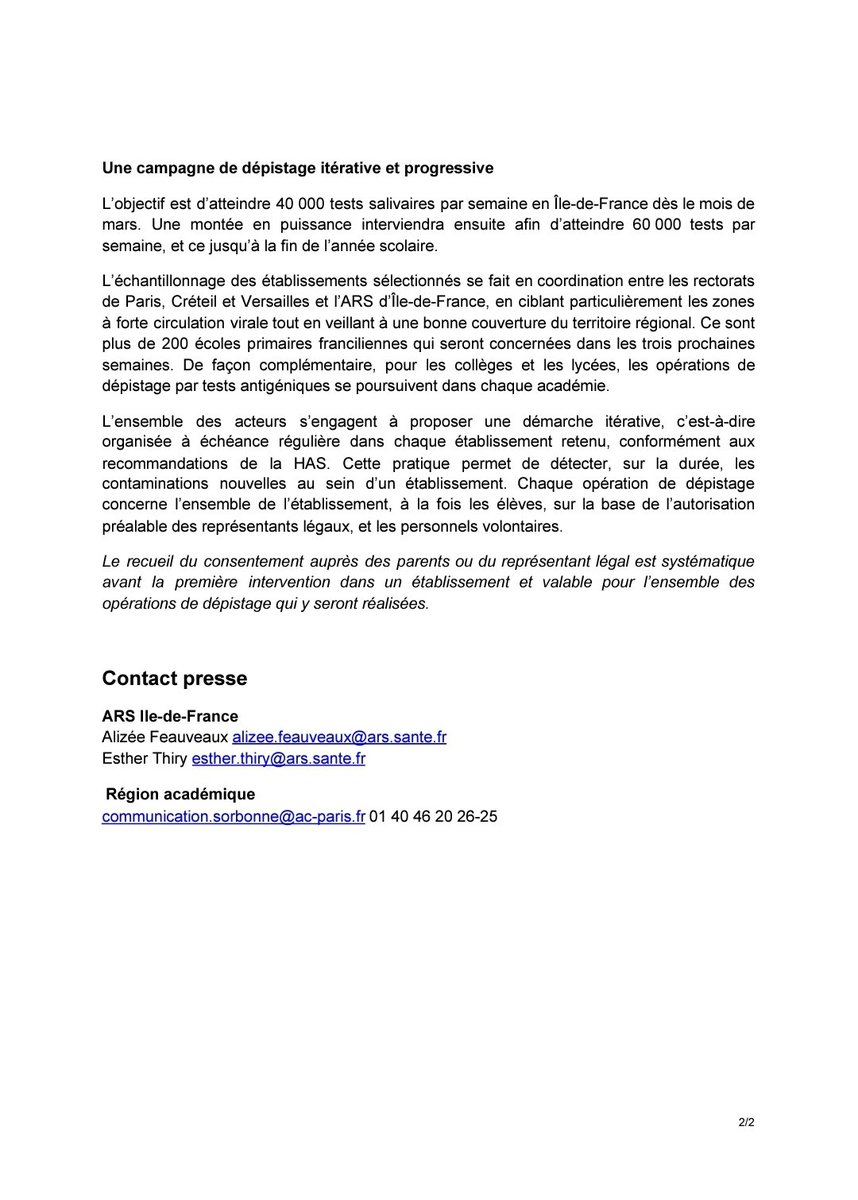 Academie_Paris's tweet image. Covid-19 : déploiement progressif des tests salivaires PCR dans les écoles primaires