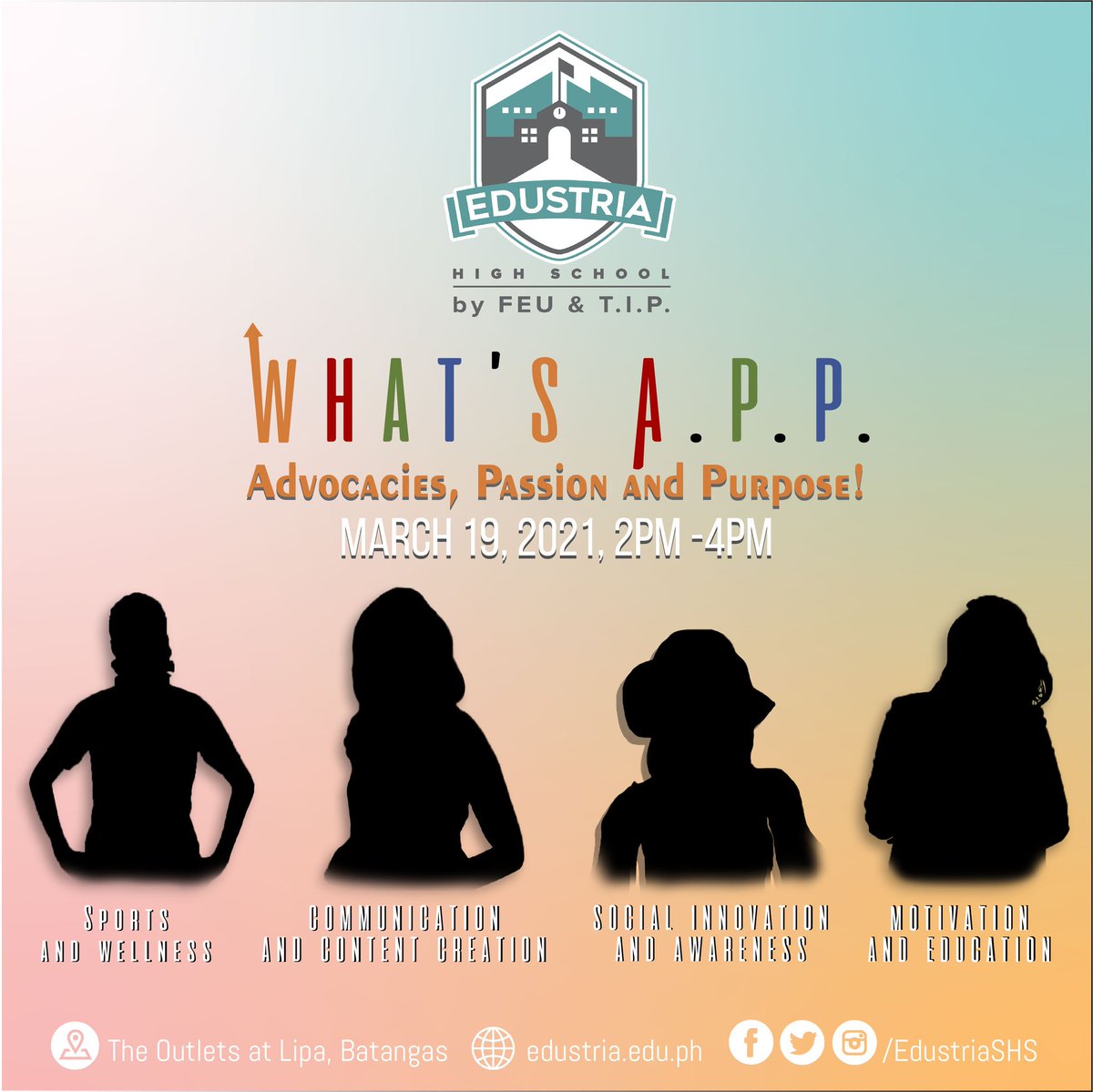EdustriaHS's tweet photo. In line with this month's celebration of Women's month, we present to you What's A.P.P., a webinar that aims to showcase young women professionals who are championing their ADVOCACIES, fueling their PASSIONS, and following their PURPOSE β¨
#WhatsAPP
#EdustriaHighSchool https://t.co/nkJVy2TZJ1
