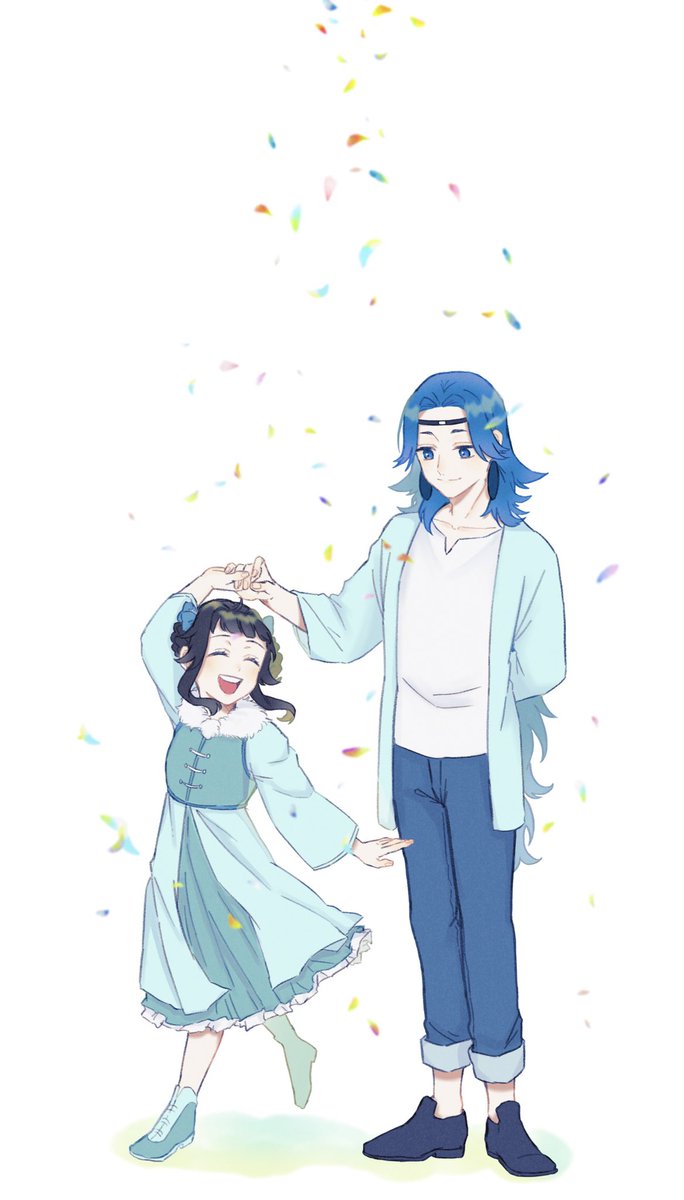 老君と清凝ちゃんお揃いカラー可愛いね いつもより縦長 エビチリ 円盤化のイラスト