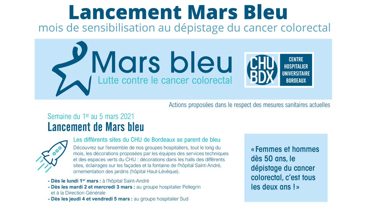 CHUBordeaux's tweet photo. [#marsbleu 🔵] Top départ du mois de sensibilisation au #dépistage du #cancercolorectal, 3e cancer le + fréquent en France. RDV place Pey Berland à #Bordeaux partir de 10h avec la Montgolfière #marsbleu
Le @CHUBordeaux, très impliqué, propose de nombreuses actions sur ses sites https://t.co/6CqFRjCi8I