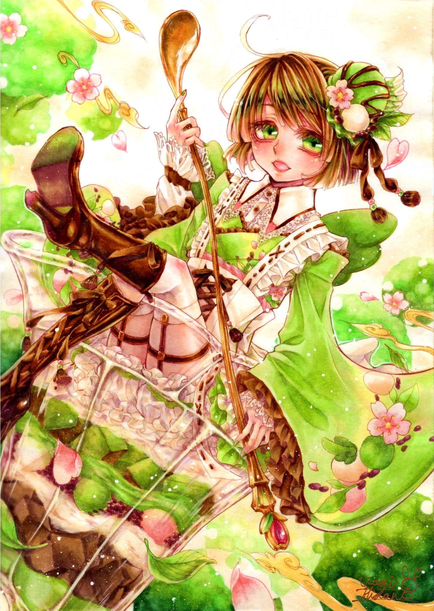 ひなのうさぎ 先日 雑誌のスモールエス に 送ったイラスト 抹茶パルフェの男の娘 コピック イラスト 創作イラスト 和ロリ 男の娘 男の娘イラスト 絵描人 イラスト王国 T Co Kth57ukoqi Twitter