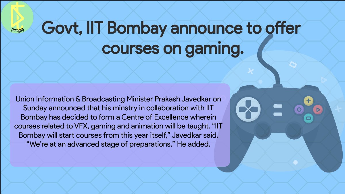 Dtroffle's tweet photo. Gaming now to be a "course" at IIT Bombay!
#digitalmarketing #dtroffle #marketing #socialmediamarketing #trending #digital #social #gaming #IIT #iitbombay #course #gamingcourse #centreofexcellence #onlinebusiness #marketingstrategy #instagrammarketing https://t.co/I5DstpX6vM