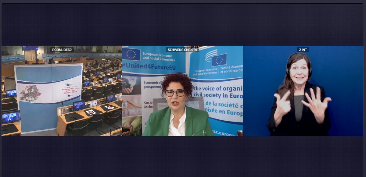 🇪🇺Christa Schweng @EESC_President on #CivSocDays 2021 point out: '@EU_EESC has adopted 'Involvement of Organised Civil Society in the National Recovery and Resilience Plans' last week. 👍 We need to involve people at💙heart of EU policies! 

💻Join live europa.eu/!ck37kv