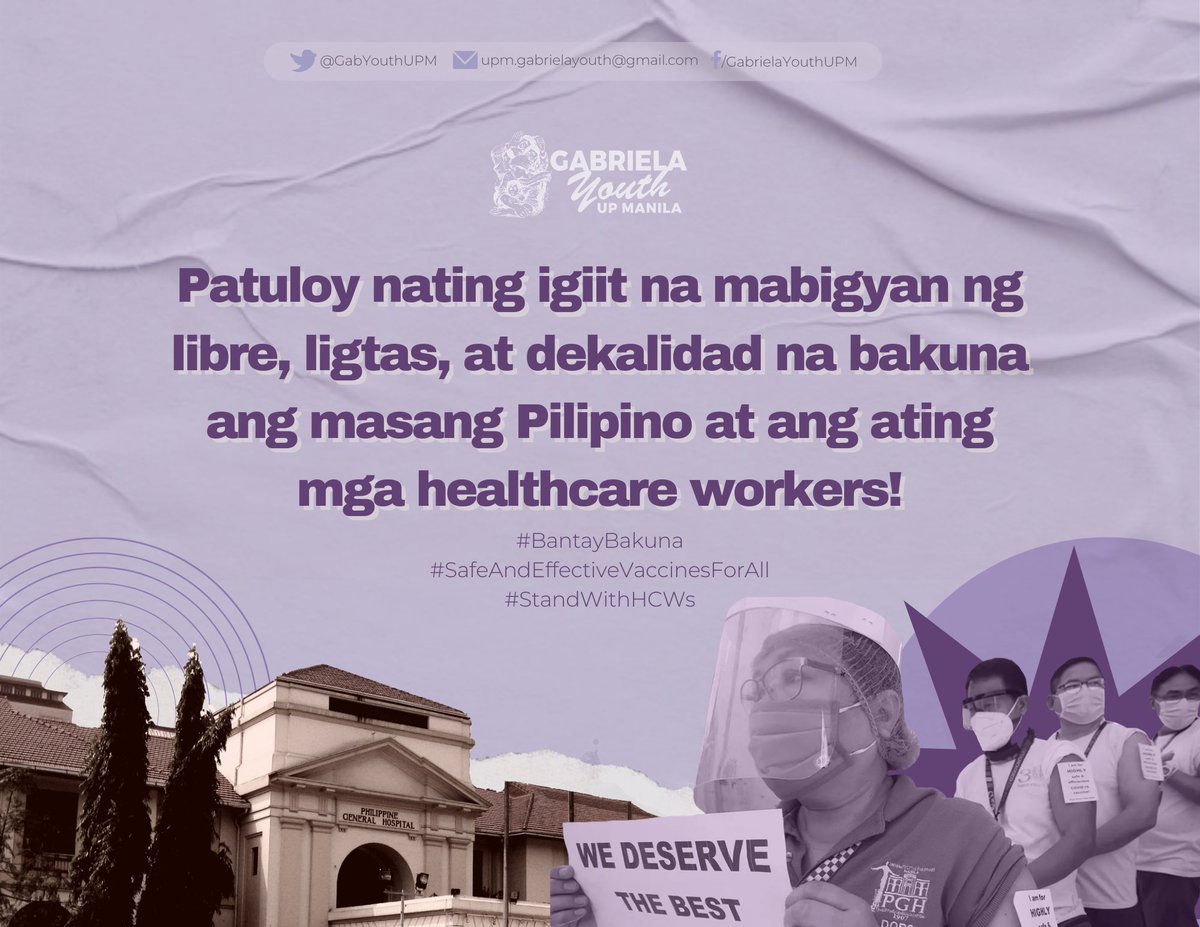 ADMING DUTERTE INUTIL, TUTA!

Ang paggigiit ng gobyerno na gamitin pa rin ang SinoVac sa mga healthcare workers ng PGH ay malaking panlilinlang sa mga taong tunay na bumabaka laban sa pagkalat ng COVID-19! 

#BantayBakuna
#SafeAndEffectiveVaccinesForAll
#StandWithHCWs