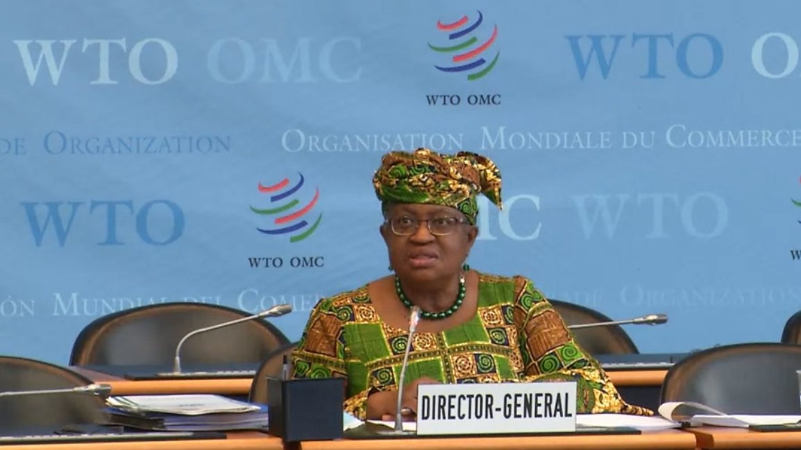 DG <a href="/NOIweala/">Ngozi Okonjo-Iweala</a> addresses the General Council after officially taking office to thank members for the confidence members placed in her. "I'll bring all my knowledge, passion, experience and persistence to the task at hand, reforming the organization and achieving results," she says.