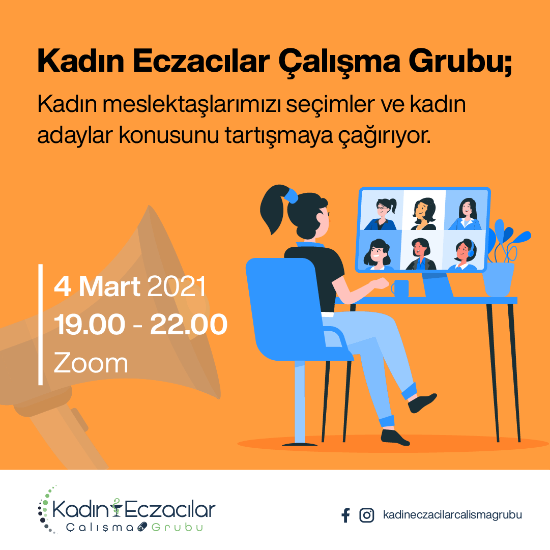 Kadın Eczacılar Çalışma Grubu Seçimler ve Kadın Adaylar Konusunu Tartışıyor 

📌4 Mart 2021
📌19:00 - 22:00

Kayıt linki: zoom.us/meeting/regist… 

Kadın Eczacılar Çalışma Grubu sosyal medya hesapları
Facebook: facebook.com/kadineczacilar
Instagram: instagram.com/kadineczacilar…
