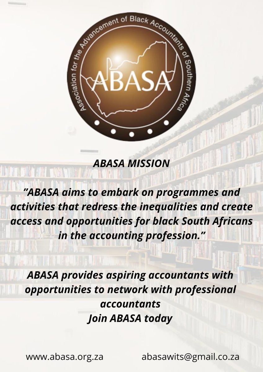 ABASA_WITS's tweet photo. WITS ACCOUNTING STUDENTS
Start your leadership journey early with ABASA WITS
Join us today!
Tag your accounting friend below!
#KnowYourABASA
#FreshersAdvice
#WitsFreshersAdvice
#WitsVirtualOrientationWeek https://t.co/eCjtbl77HZ