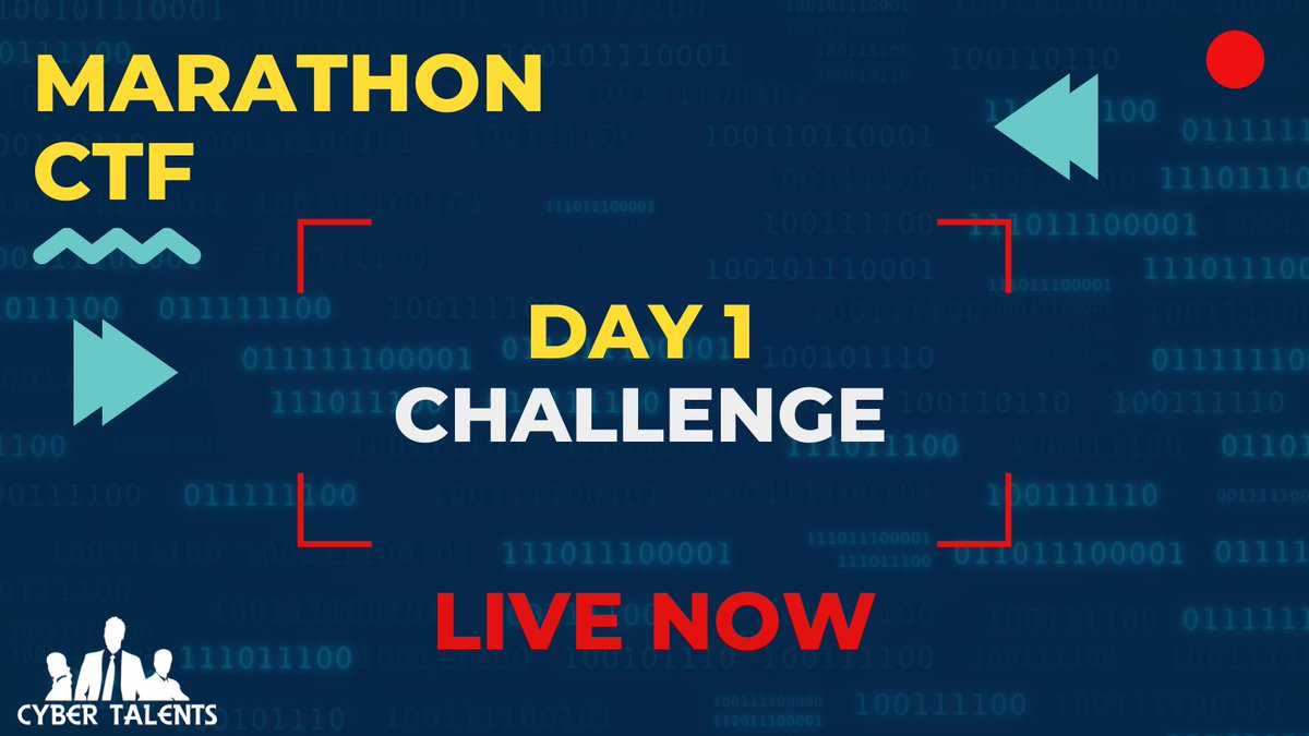 Cyber_Talents's tweet photo. The competition has just started π₯π€© #DayOneChallenge is available! Solve Now: https://t.co/btSqXboX00
#CyberTalents #Cybersec #Infosec #CTF #MarathonCTF #Competition #MarchChallenge #Play #Solve #Challenge #Flag #Practice #Online https://t.co/rSx9yUsW5U