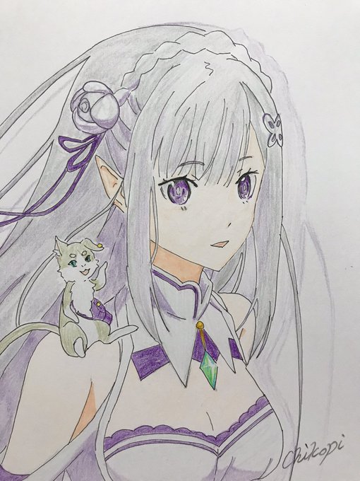 リゼロ リゼロから エミリア Amp パックです 小説もアニメも大好きな作品です ちこぴのイラスト