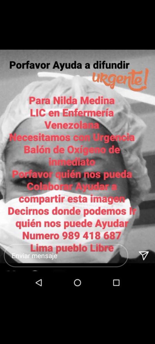 LATIAYAYA's tweet photo. Bendecida semana! Enfermera VENEZOLANA de Vocación Profesional...luchando por los enfermos en Lima Perú es positivo a COVID-19. Ahora ella necesita de una mano amiga para atenderse, con tu Aporte Ayudas a Ayudar! Dios OS Pagará! Nos puede tocar a todos! https://t.co/X3czVoSfRj
