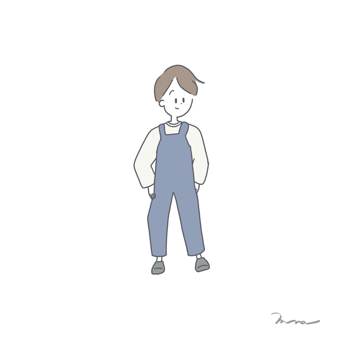 Miina ミイナ イラスト オーバーオールの男の子 髪色つけてみました ストーリー 壁紙 シンプルイラスト ゆるいイラスト イラスト 線画 絵描きさんと繋がりたい イラスト好きな人と繋がりたい パステル パステルカラー 男の子