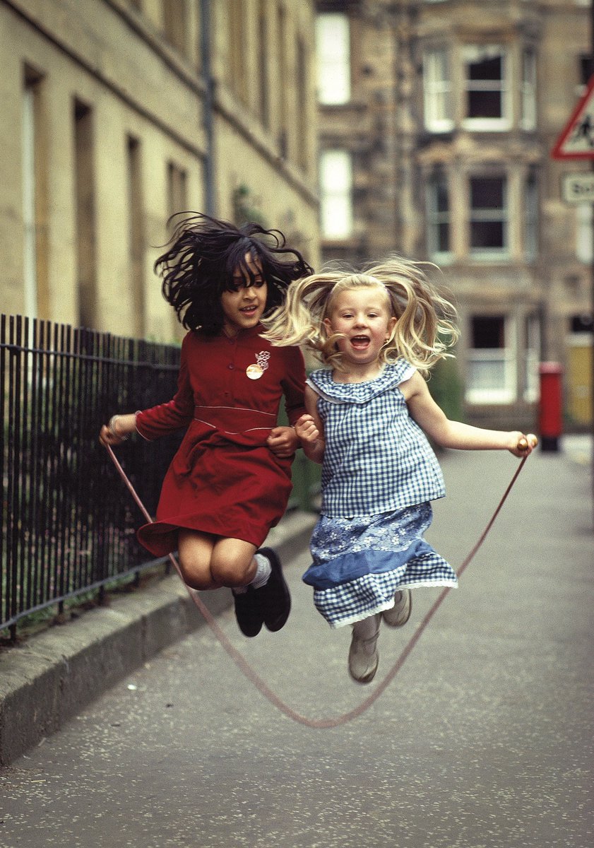 No one is born racist .Skipping girls, Edinburgh early 1980s.Photo Douglas Corrance