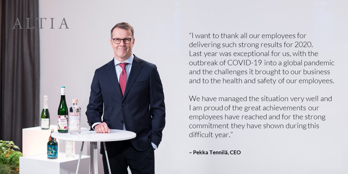 AnoraGroup's tweet photo. Watch the video of CEO @PekkaTennila's comments on Altia's 2020 full-year results: Exceptionally strong performance in a COVID-19 year https://t.co/9pylIi4Mg8 #fullyearresults #AltiaIR https://t.co/0XjYy89OYP