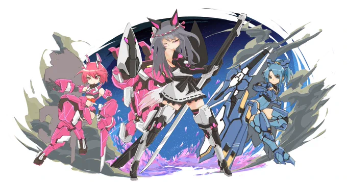 ノーマルとアナザーのチーム叢雲。
ようやくこの2枚を並べれる日が。
#アリスギアお絵かき 
#アリスギア 