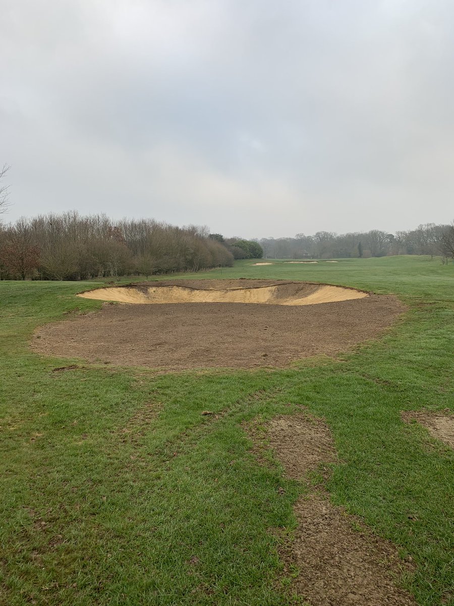 Millrideshop's tweet photo. Some bunker reshaping and restructuring @Mill_Ride @ride_mill on the 1st. Should be looking good for the #reopen #millride #golf #ascot #bunkers https://t.co/3lhNgJKaLK