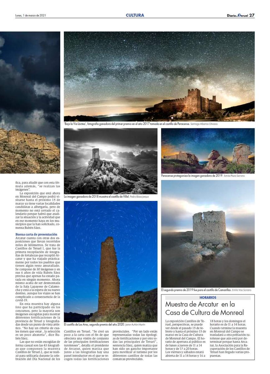 Hoy el #DiariodeTeruel dedica un reportaje a nuestra exposición "Castillos de Teruel. Perspectivas".