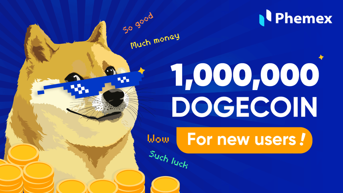 To celebrate the launch of $DOGE on Phemex we are giving away 1,000,000 $DOGE for new users! To participate: 1. Register on Phemex 2. Follow @Phemex_official on Twitter 3. RT this tweet You have until March 15th to join! JOIN HERE: bit.ly/3r3XbPW