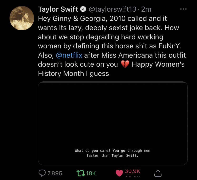 FlorSwiftie_'s tweet photo. Taylor Swift exponiendo hombres y el sexismo en la sociedad? Mi cosa favorita en el mundo https://t.co/5usThyJIK1