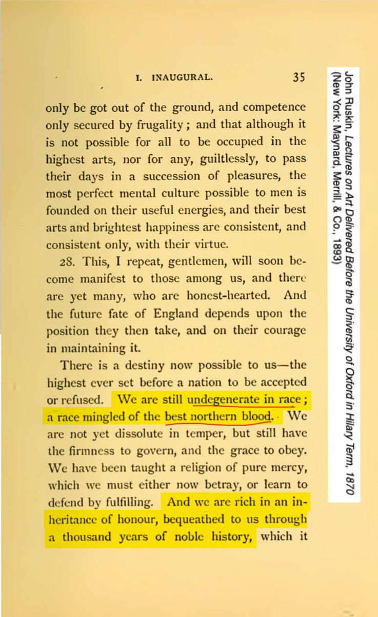 9 of 38Ruskin's socialism was strangely mixed with elitism.He extolled the superiority of the "northern" races, by which he meant the Normans, Celts and Anglo-Saxons who built England.He saw the aristocracy — not the common people — as the embodiment of British virtue.