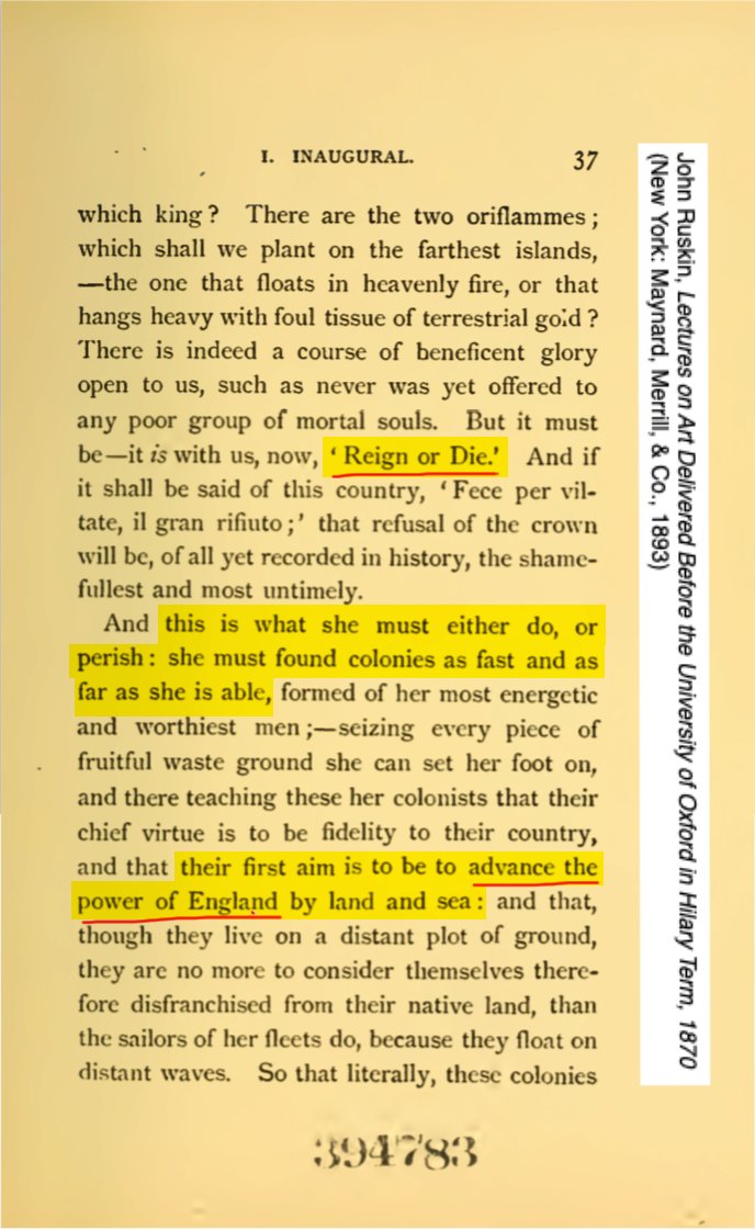 9 of 38Ruskin's socialism was strangely mixed with elitism.He extolled the superiority of the "northern" races, by which he meant the Normans, Celts and Anglo-Saxons who built England.He saw the aristocracy — not the common people — as the embodiment of British virtue.