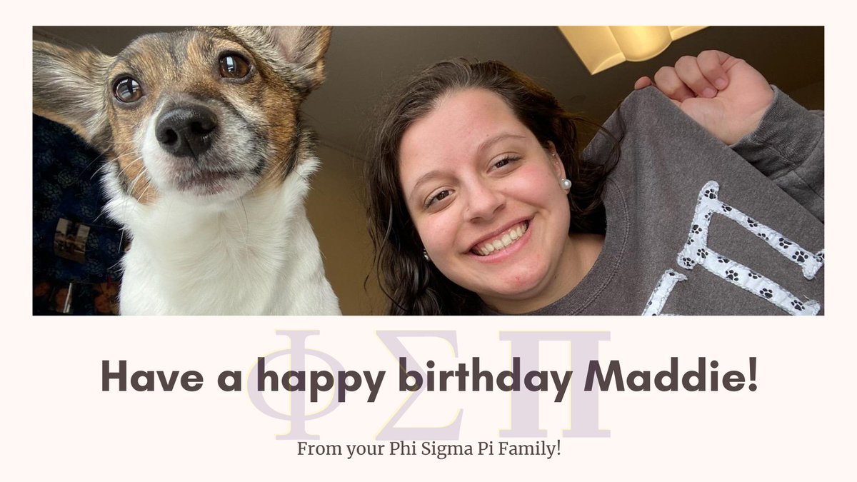 PSPThetaChapter's tweet photo. Hope you have a great birthday Maddie!
#PSPThetaChapter
#PhiSigmaPiNationalHonorFraternity
#MansfieldUniversity https://t.co/bJ02ggdKlI